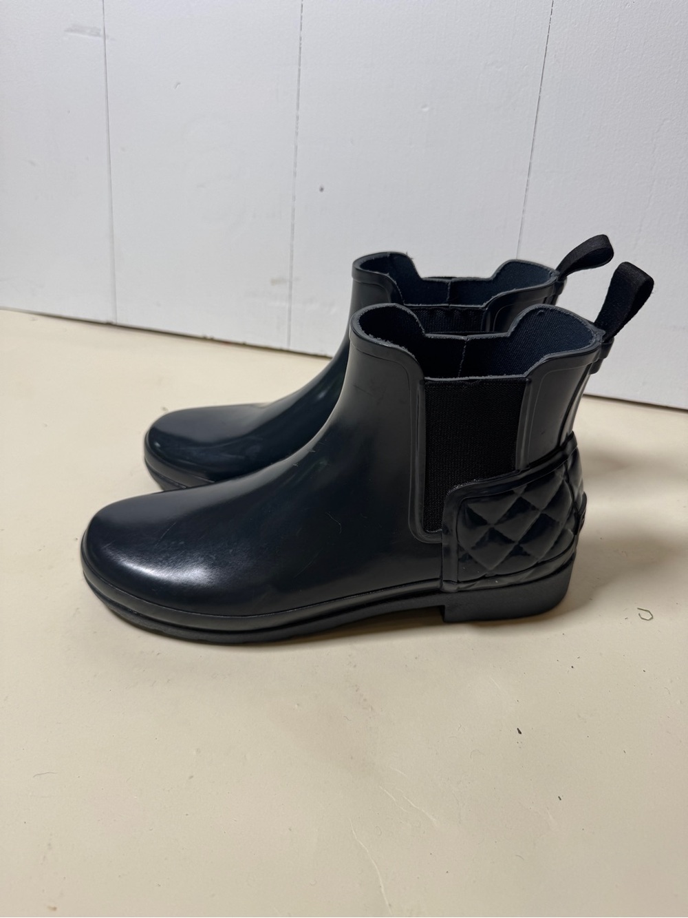 Hunter Black Quilted Chelsea Rain Ankle Boots
